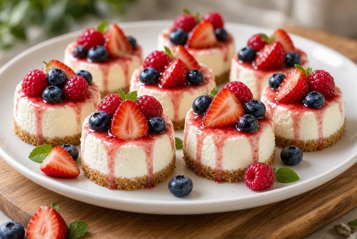 5 Easy No-Bake Cheesecake Bites with Fresh Berry Topping
