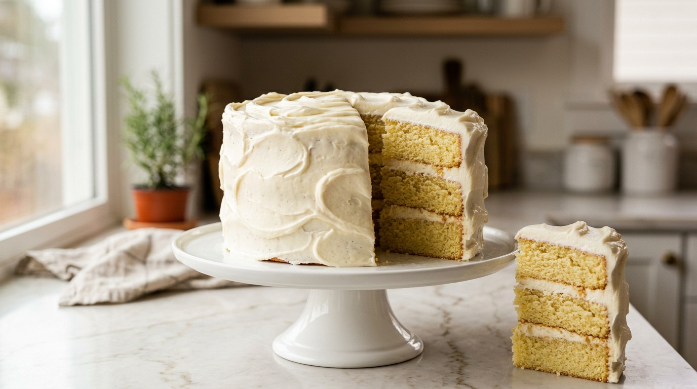 Simple Homemade Cake with Creamy Cheese Frosting