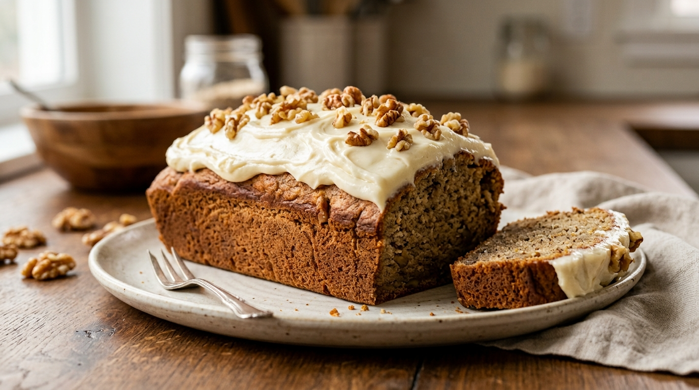Soft & Moist Banana Bread with Cream Cheese Frosting