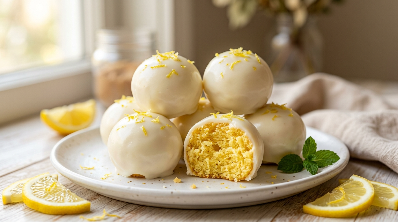 Lemon Cake Balls with Cream Cheese Frosting